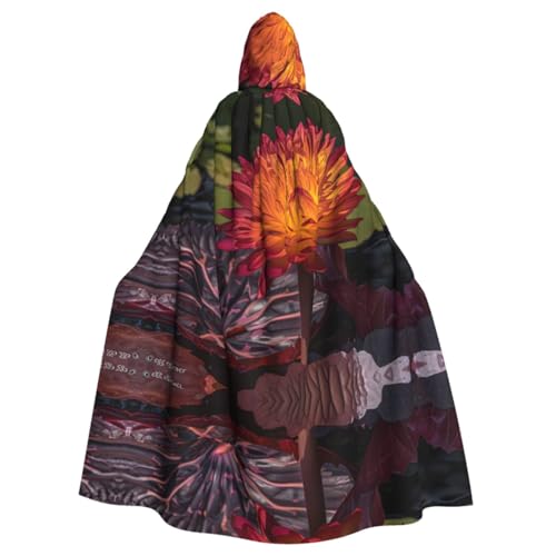 A Blooming Water Lily Patterned Hooded Poncho Unisex Hooded Poncho For Cosplay Halloween Costume Party von PHAYAH