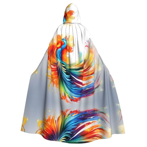 Abstrakter Phoenix gemusterter Kapuzenponcho Unisex Kapuzenponcho für Cosplay, Halloween, Kostümparty von PHAYAH