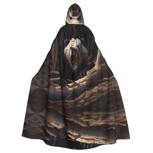 Angry Panda Gemusterter Kapuzenponcho Unisex Kapuzenponcho für Cosplay Halloween Kostümparty von PHAYAH