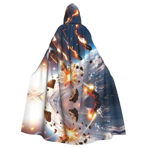 Asteroid Impact Gemusterter Kapuzenponcho Unisex Kapuzenponcho für Cosplay Halloween Kostümparty von PHAYAH