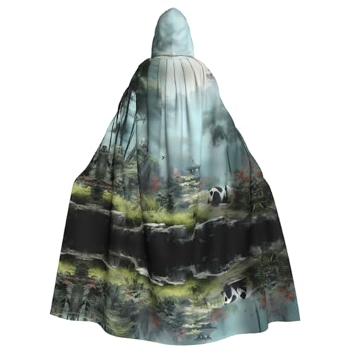 Bambus Panda gemusterter Kapuzenponcho Unisex Kapuzenponcho für Cosplay Halloween Kostüm Party von PHAYAH