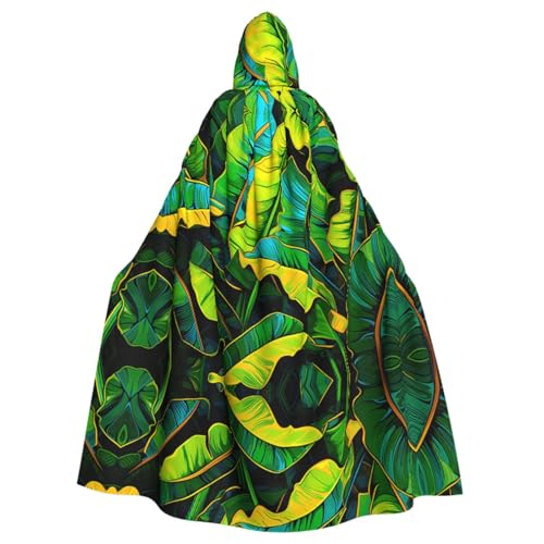 Big Green Banana Leaf Patterned Hooded Poncho Unisex Hooded Poncho For Cosplay Halloween Costume Party von PHAYAH