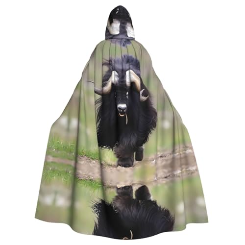 Big Yak Gemusterter Kapuzenponcho Unisex Kapuzenponcho für Cosplay, Halloween, Kostümparty von PHAYAH