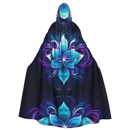 Blaue Blumenabzeichen, gemustert, Kapuzenponcho für Cosplay, Halloween, Kostümparty von PHAYAH
