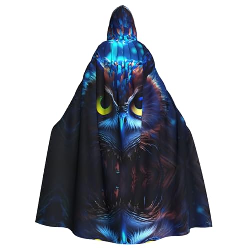 Blaue Eule gemusterter Kapuzenponcho Unisex Kapuzenponcho für Cosplay Halloween Kostümparty Blaue Eule gemusterter Kapuzenponcho Unisex Kapuzenponcho für Cosplay Halloween Kostümparty von PHAYAH