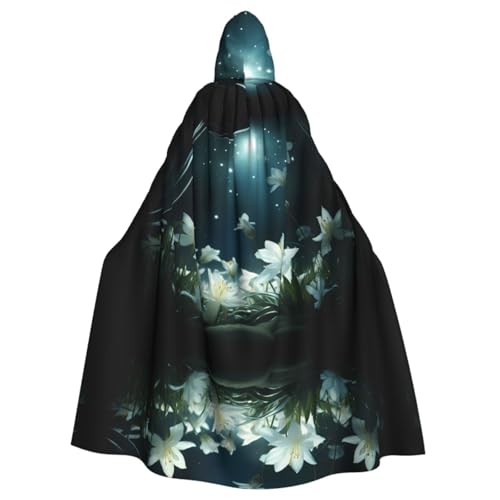 Blossom In The Moonlight Gemusterter Kapuzenponcho Unisex Kapuzenponcho für Cosplay Halloween Kostümparty von PHAYAH