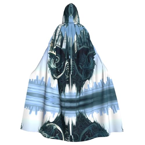 Buch Berge Eule Gemusterter Kapuzenponcho Unisex Kapuzenponcho für Cosplay Halloween Kostüm Party von PHAYAH