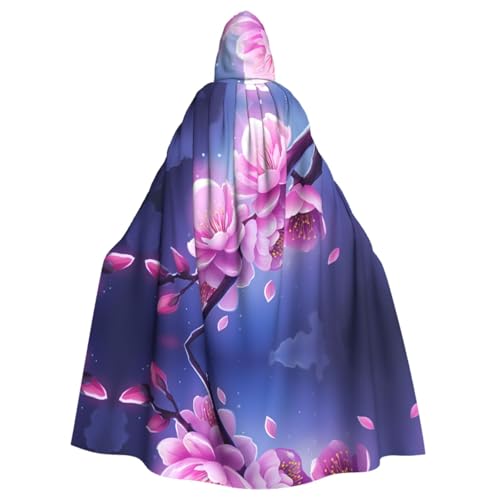Bunch Of Plum Blossoms Patterned Hooded Poncho Unisex Hooded Poncho For Cosplay Halloween Costume Party von PHAYAH