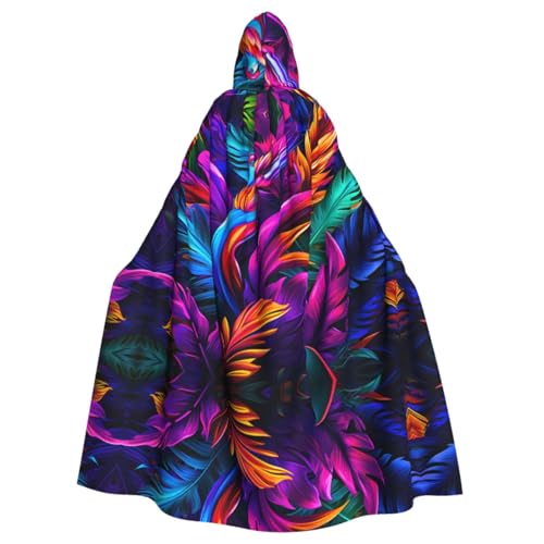 Buntes Blätter- und Vogelmuster, Kapuzenponcho für Cosplay, Halloween, Kostümparty von PHAYAH