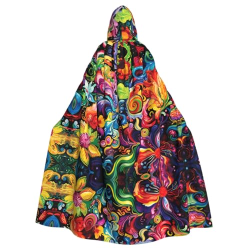 Buntes Blumenmuster Kapuzenponcho Unisex Kapuzenponcho für Cosplay, Halloween, Kostümparty von PHAYAH