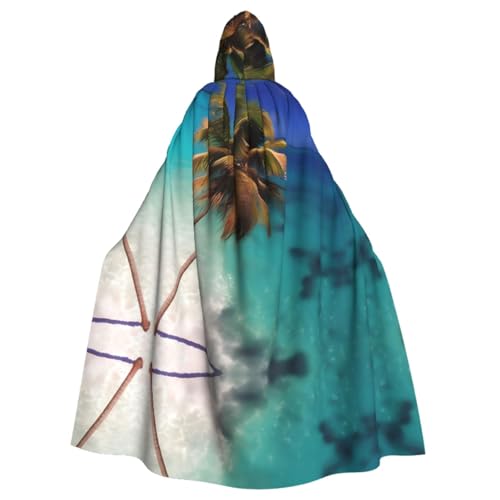 Caribbean Islands Patterned Hooded Poncho, Unisex Hooded Poncho For Cosplay Halloween Costume Party von PHAYAH
