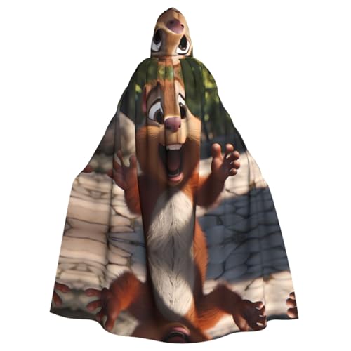 Cartoon Eichhörnchen gemusterter Kapuzenponcho Unisex Kapuzenponcho für Cosplay Halloween Kostüm Party Cartoon Eichhörnchen gemusterter Kapuzenponcho Unisex Kapuzenponcho für Cosplay Halloween Kostüm Party von PHAYAH
