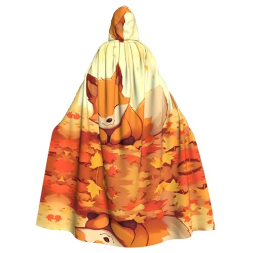 Cartoon Fox Gemusterter Kapuzenponcho Unisex Kapuzenponcho für Cosplay Halloween Kostüm Party von PHAYAH