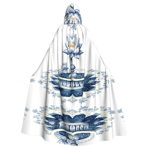 Celadon Lotus Flower Patterned Hooded Poncho Unisex Hooded Poncho For Cosplay Halloween Costume Party Celadon Lotus Flower Patterned Hooded Poncho Unisex Hooded Poncho For Cosplay Halloween Costume Party von PHAYAH
