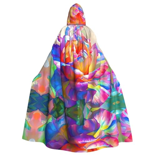 Farbenfroher Poncho mit Kapuze, Motiv: Streaming Rosen, Unisex, Kapuzenponcho für Cosplay, Halloween, Kostümparty Farbenfroher Poncho mit Kapuze, Motiv: Streaming Rosen, Unisex, Kapuzenponcho für Cosplay, Halloween, Kostümparty von PHAYAH