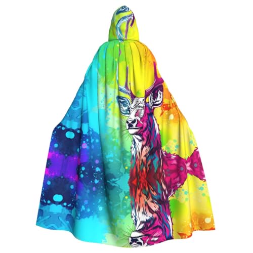 Farbenfroher Sika-Hirsch gemusterter Kapuzenponcho für Cosplay, Halloween, Kostümparty Farbenfroher Sika-Hirsch gemusterter Kapuzenponcho für Cosplay, Halloween, Kostümparty von PHAYAH