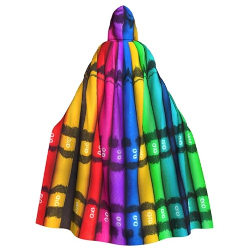 Farbige Buntstifte, gemusterter Kapuzen-Poncho, Unisex, Kapuzenponcho für Cosplay, Halloween, Kostümparty von PHAYAH