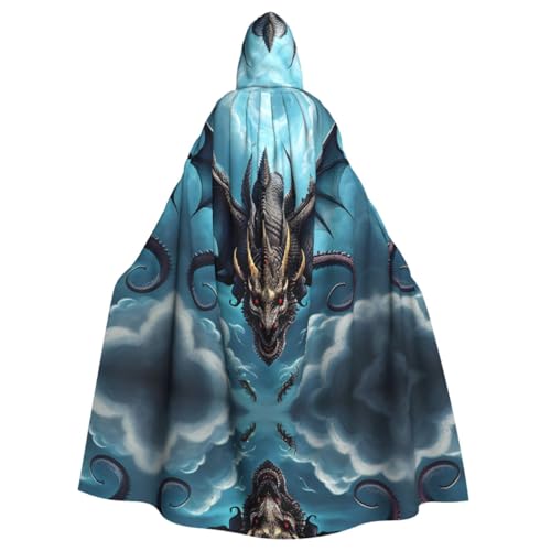 Flying Dragon Gemusterter Kapuzenponcho Unisex Kapuzenponcho für Cosplay Halloween Kostümparty von PHAYAH