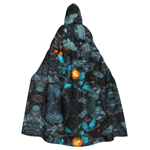 Glowing Roses Patterned Hooded Poncho, Unisex Hooded Poncho For Cosplay Halloween Costume Party Glowing Roses Patterned Hooded Poncho, Unisex Hooded Poncho For Cosplay Halloween Costume Party von PHAYAH