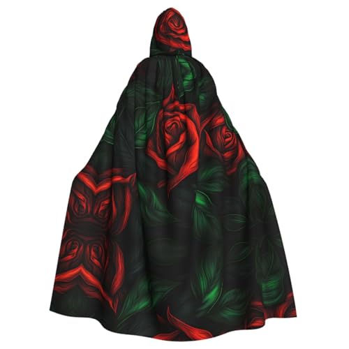 Green Leaf Red Rose Patterned Hooded Poncho Unisex Hooded Poncho For Cosplay Halloween Costume Party Green Leaf Red Rose Patterned Hooded Poncho Unisex Hooded Poncho For Cosplay Halloween Costume Party von PHAYAH