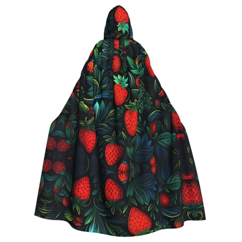Grünes Blatt Erdbeermuster Kapuzenponcho Unisex Kapuzenponcho für Cosplay Halloween Kostümparty von PHAYAH