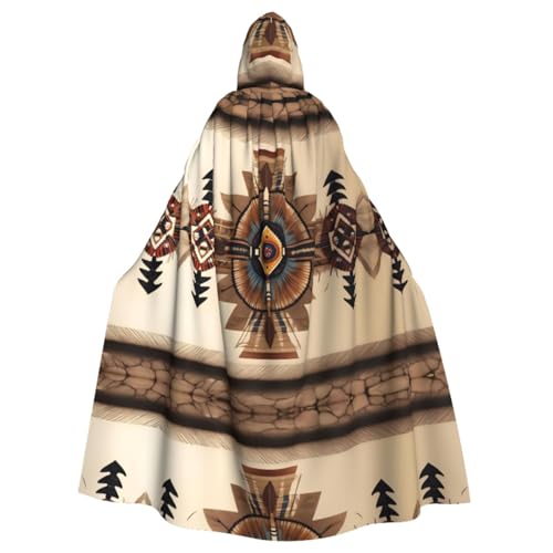 Indianer-Malerei, gemusterter Kapuzen-Poncho, Unisex, Kapuzenponcho für Cosplay, Halloween, Kostümparty von PHAYAH