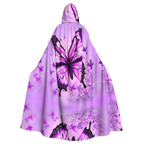 Lila Schmetterling gemustert Kapuzenponcho Unisex Kapuzenponcho für Cosplay Halloween Kostüm Party von PHAYAH