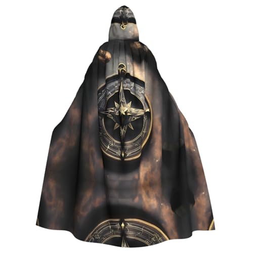 Magical Design Norse Runen Kompass Gemusterter Kapuzenponcho Unisex Kapuzenponcho für Cosplay Halloween Kostüm Party von PHAYAH