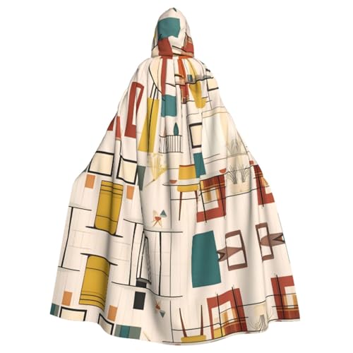 Mid Century Modern Gemusterter Kapuzenponcho Unisex Kapuzenponcho für Cosplay Halloween Kostüm Party von PHAYAH
