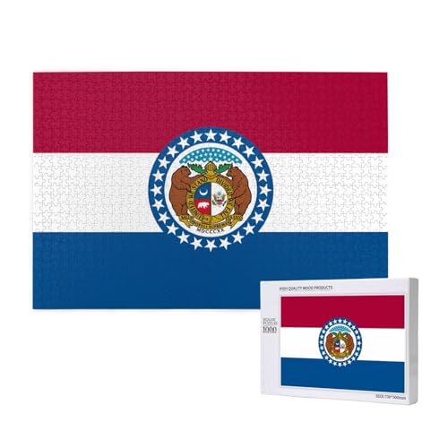 Missouri Staatsflaggen-Puzzle, 1000 Teile für Puzzle, Holzpuzzle für Familie, Freunde, Heimdekoration, Wandkunst, 29,5 x 50 cm Missouri Staatsflaggen-Puzzle, 1000 Teile für Puzzle, Holzpuzzle für Familie, Freunde, Heimdekoration, Wandkunst, 29,5 x 50 cm von PHAYAH