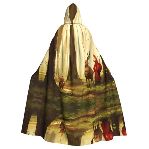 Niedlicher Poncho mit Kapuze und Rehkitz-Muster, Unisex, für Cosplay, Halloween, Kostümparty von PHAYAH