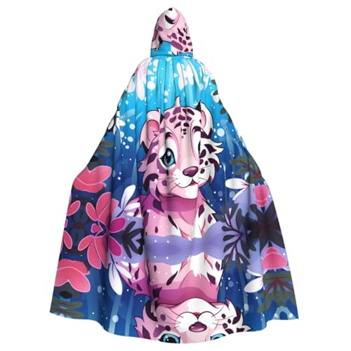 Niedlicher Poncho mit Kapuze und Schneeleopard-Muster, unisex, für Cosplay, Halloween, Kostümparty Niedlicher Poncho mit Kapuze und Schneeleopard-Muster, unisex, für Cosplay, Halloween, Kostümparty von PHAYAH