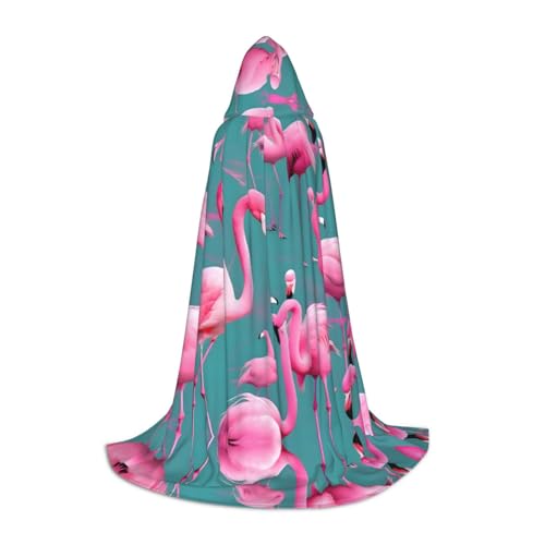 PHAYAH A Flock Of Flamingos Pattern Hooded Poncho Unisex Christmas Hoodie For Cosplay Halloween Costume Party Maskerade L von PHAYAH