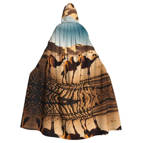 PHAYAH A Herd Of Camel Treads Langer Kapuzenumhang Polyester Umhang Hexe Halloween Kostüme für Cosplay Kostüm Damen Herren von PHAYAH