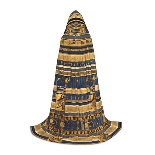 PHAYAH Ägyptische Pharaonische Fresken Muster Erwachsene Kapuzenumhang für Maskerade Cosplay Halloween Hexenumhang Weihnachten Party Robe S von PHAYAH
