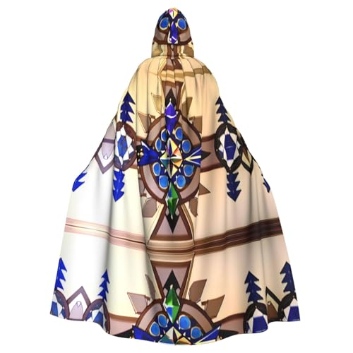 PHAYAH Aborigine-Gemälde, langer Kapuzenumhang, Polyester, Hexe, Halloween-Kostüme für Cosplay, Kostüm, Damen und Herren PHAYAH Aborigine-Gemälde, langer Kapuzenumhang, Polyester, Hexe, Halloween-Kostüme für Cosplay, Kostüm, Damen und Herren von PHAYAH