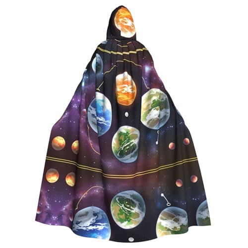 PHAYAH Alien World Planeten langer Kapuzenumhang Polyester Umhang Hexe Halloween-Kostüme für Cosplay Kostüm Damen Herren von PHAYAH