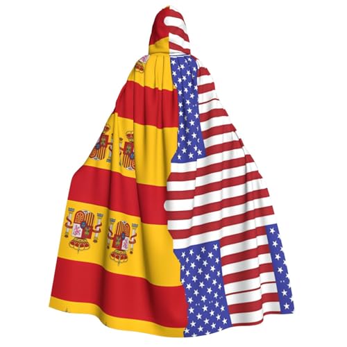 PHAYAH Amerikanische Spanien-Flagge, Halloween, Erwachsenen-Kapuzenumhang mit Kapuze, Bademantel, Damen, Herren, Halloween, Verkleidung, Party, Cosplay-Kostüme PHAYAH Amerikanische Spanien-Flagge, Halloween, Erwachsenen-Kapuzenumhang mit Kapuze, Bademantel, Damen, Herren, Halloween, Verkleidung, Party, Cosplay-Kostüme von PHAYAH