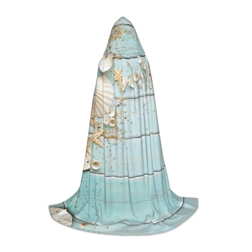 PHAYAH Beach Shell Sea Collection Vintage Boho Muster Erwachsene Kapuzenumhang für Maskerade Cosplay Halloween Hexenumhang Weihnachten Party Robe M von PHAYAH