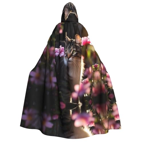 PHAYAH Blumenkatze, Halloween, Erwachsenen-Kapuzenumhang mit Kapuze, Bademantel für Damen und Herren, Halloween, Verkleidungsparty, Cosplay-Kostüme PHAYAH Blumenkatze, Halloween, Erwachsenen-Kapuzenumhang mit Kapuze, Bademantel für Damen und Herren, Halloween, Verkleidungsparty, Cosplay-Kostüme von PHAYAH