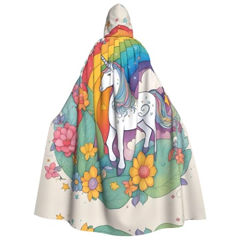 PHAYAH Cartoon-Einhörner, Halloween, Erwachsenen-Kapuzenumhang mit Kapuze, Bademantel für Damen und Herren, Halloween, Verkleidungsparty, Cosplay-Kostüme, Schwarz, EinheitsgröÃŸe von PHAYAH