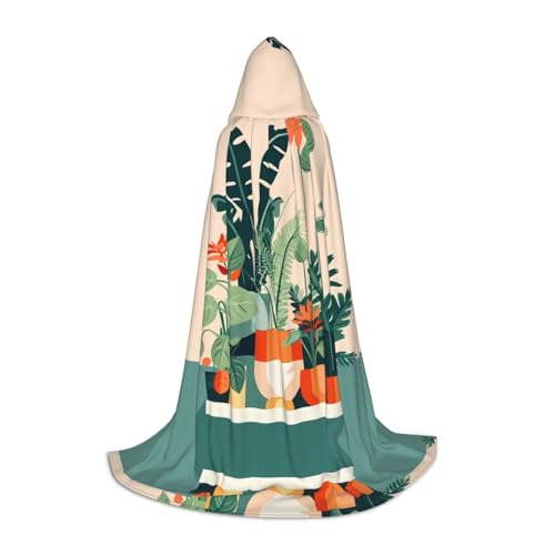PHAYAH Cartoon Kleine Grüne Pflanze Muster Halloween Hexe Hexerei Kapuzen Robe Umhang Weihnachten Hoodie Cosplay Maskerade Partykleid Geschenk Kostüm L von PHAYAH