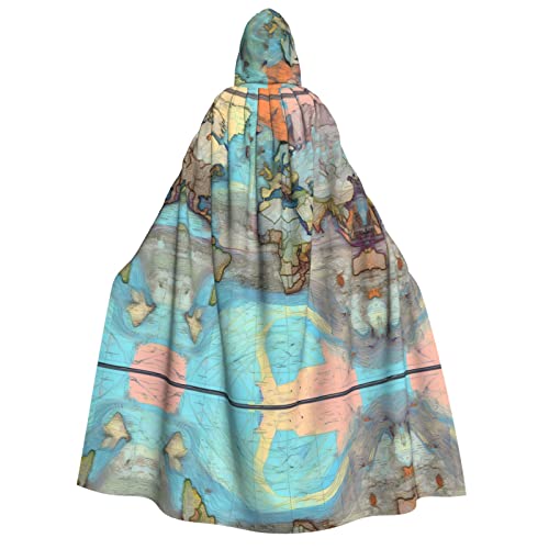 PHAYAH Cartoon-Weltkarte Halloween Erwachsene Kapuzenumhang Kapuzenmantel Damen Herren Halloween Dress Up Party Cosplay Kostüme von PHAYAH