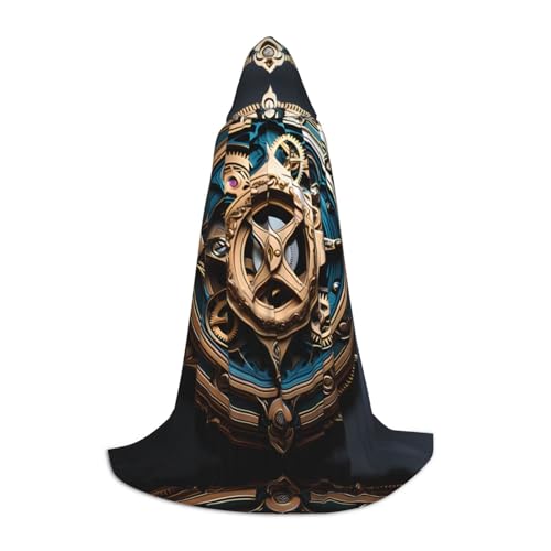 PHAYAH Coole Steampunk-Zahnrädermuster, Halloween, Hexe, Hexerei, Kapuzenmantel, Umhang, Weihnachts-Kapuzenpullover, Cosplay, Maskerade, Partykleid, Geschenk, Kostüm, Größe S von PHAYAH