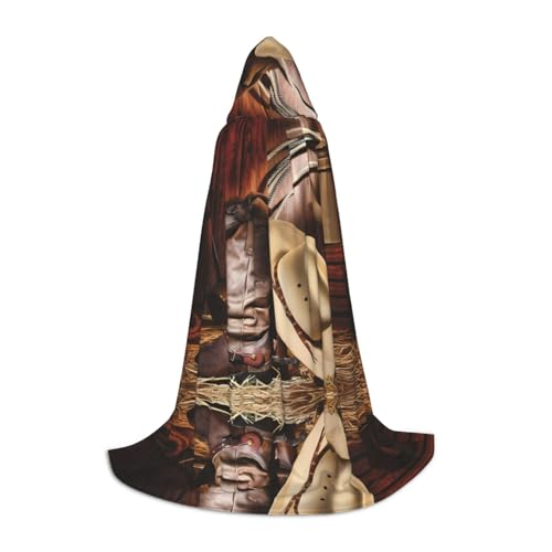 PHAYAH Cowboy-Umhang mit schwarzem Hut, Westernstiefel-Muster, Erwachsenen-Kapuzenumhang für Maskerade, Cosplay, Halloween, Hexenumhang, Weihnachten, Party, Robe, Größe M PHAYAH Cowboy-Umhang mit schwarzem Hut, Westernstiefel-Muster, Erwachsenen-Kapuzenumhang für Maskerade, Cosplay, Halloween, Hexenumhang, Weihnachten, Party, Robe, Größe M von PHAYAH