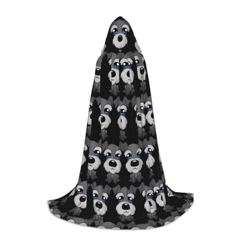 PHAYAH Entzückender Kapuzenponcho mit Schnauzer-Muster, Unisex, Weihnachts-Kapuzenpullover für Cosplay, Halloween, Kostümparty, Maskerade, Größe L von PHAYAH