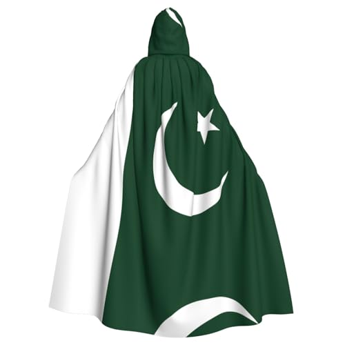 PHAYAH Flagge Pakistans, langer Kapuzenumhang, Polyester, Hexe, Halloween-Kostüme für Cosplay, Kostüm, Damen und Herren von PHAYAH