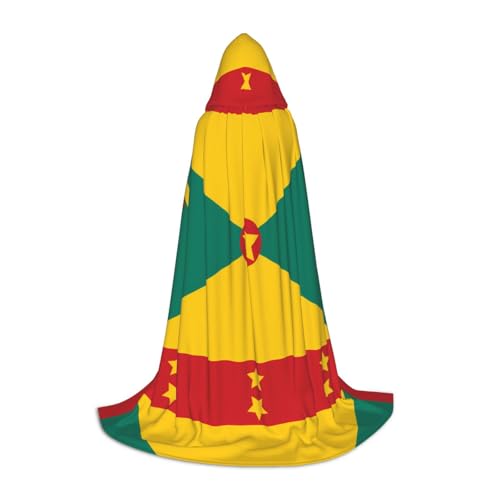 PHAYAH Flagge von Grenada, Muster, Halloween, Hexe, Hexerei, Kapuzenmantel, Umhang, Weihnachten, Kapuzenpullover, Cosplay, Maskerade, Partykleid, Geschenk, Kostüm, Größe M von PHAYAH