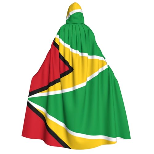 PHAYAH Flagge von Guyana Halloween Erwachsene Kapuzenumhang Kapuzenmantel Damen Herren Halloween Dress Up Party Cosplay Kostüme von PHAYAH