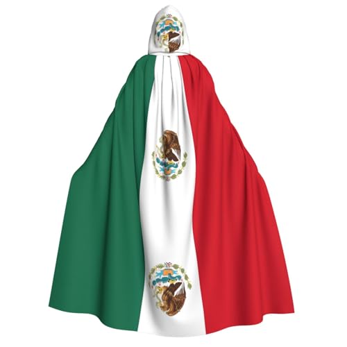 PHAYAH Flagge von Mexiko, Halloween, Erwachsenen-Kapuzenumhang mit Kapuze, für Damen, Herren, Halloween, Verkleidungsparty, Cosplay-Kostüme von PHAYAH